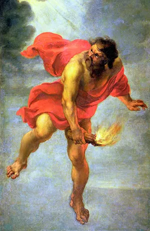 Prometeu carregando o fogo dos deuses, por Jan Cossiers