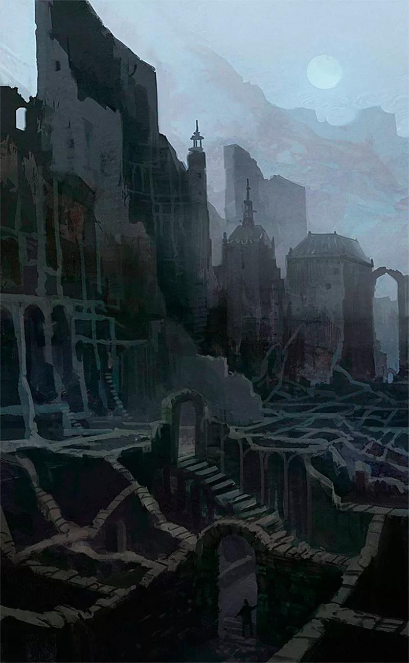Cidade em Ruínas - Ilustração de Ben Andrews
