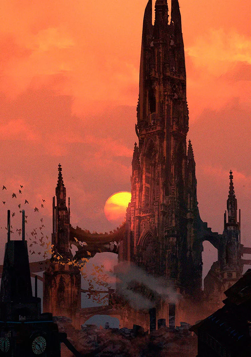 Catedrais ao Pôr do Sol - Ilustração de Eddie Mendoza
