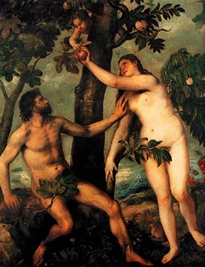 Adão e Eva, por Tiziano Vecellio - 1550
