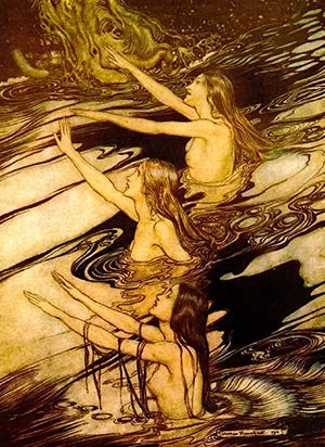 As Ninfas do Reno, por Arthur Rackham