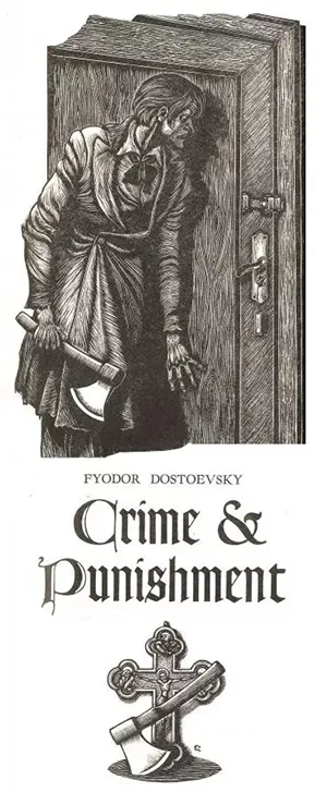 Arte para uma edição antiga, em inglês, de Crime e Castigo de Dostoiévski