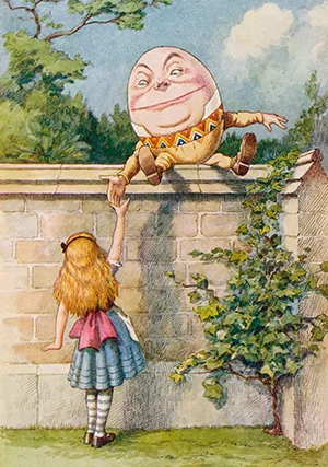 Humpty Dumpty, por John Tenniel (Alice no País das Maravilhas)