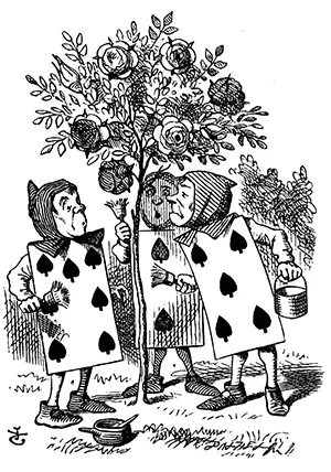 rosas vermelhas por john tenniel alice no pais das maravilhas
