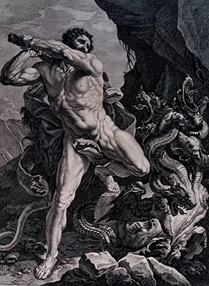 Hércules e a Hidra, por Chauveau e Guido Reni