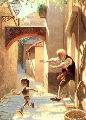Pinóquio e Geppetto - Arte de Greg Hildebrandt