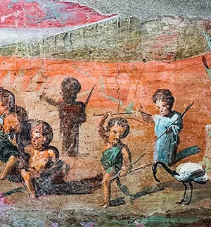 Banquete de Pigmeus - Afresco Romano (Pompeia)
