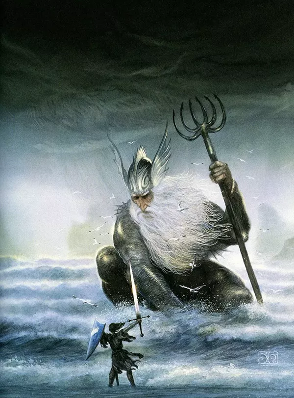 Ulmo, o Senhor das Águas - por John Howe | Silmarillion