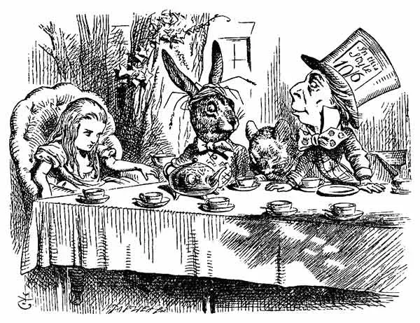 Chá do Chapeleiro - Alice no País das Maravilhas - John Tenniel