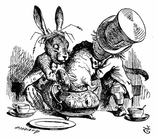 Chá do Chapeleiro - Alice no País das Maravilhas - John Tenniel