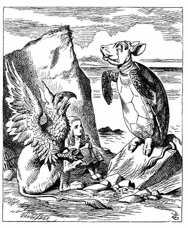 Grifo e Tartaruga Falsa - Alice no País das Maravilhas - John Tenniel