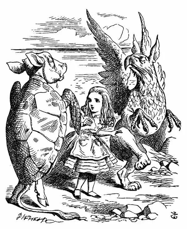 Grifo e Tartaruga Falsa - Alice no País das Maravilhas - John Tenniel
