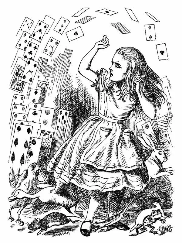 Alice e Baralho - Alice no País das Maravilhas - John Tenniel