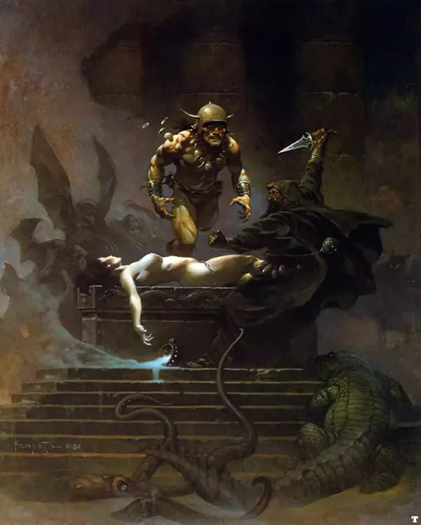 Conan e o Sacrifício - Ilustração de Frank Frazetta