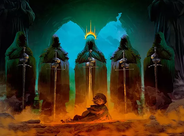 O Senhor dos Anéis - Frodo e os Nazgul - Ilustração de Anato Finnstark