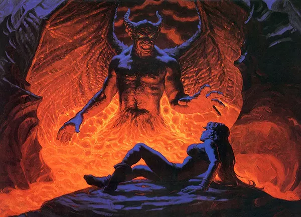 Na Caverna do Diabo - Ilustração de Greg e Tim Hildebrandt