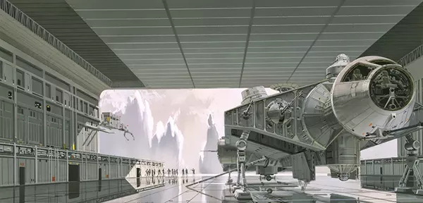 Primeira versão da Millennium Falcon - Star Wars - Ilustração de Ralph McQuarrie
