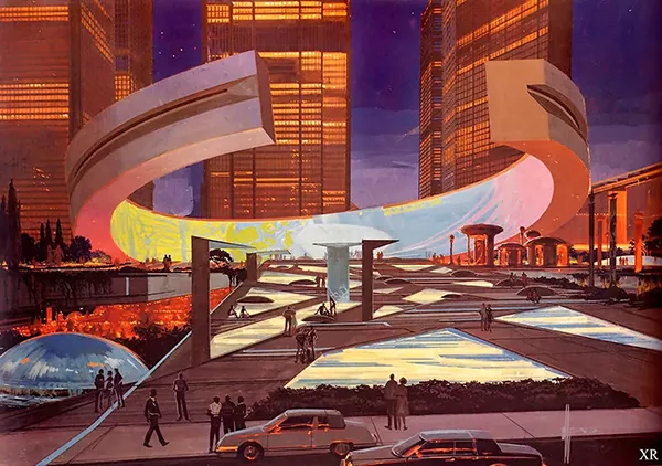 Cidade Quase Futurista - Ilustração de Syd Mead
