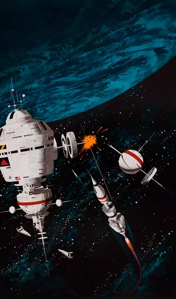 Módulos Espaciais - Ilustração de Michael Whelan