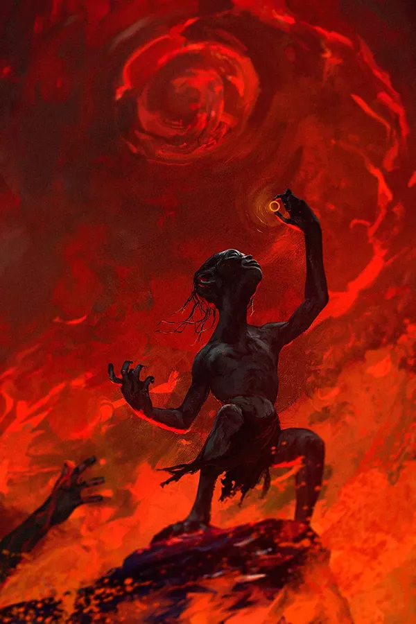 Gollum e o Um Anel - Ilustração de Anato Finnstark