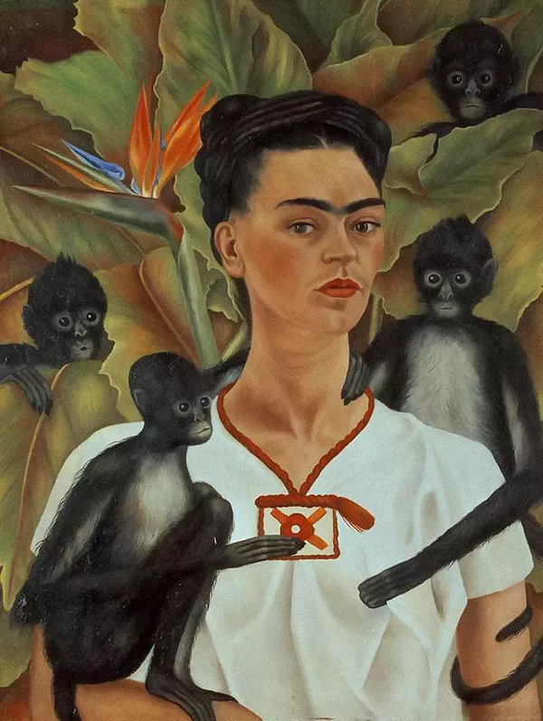 Autorretrato com Macacos (1943) - Pintura de Frida Kahlo