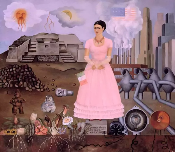 Autorretrato na Fronteira entre México e Estados Unidos - Pintura de Frida Kahlo