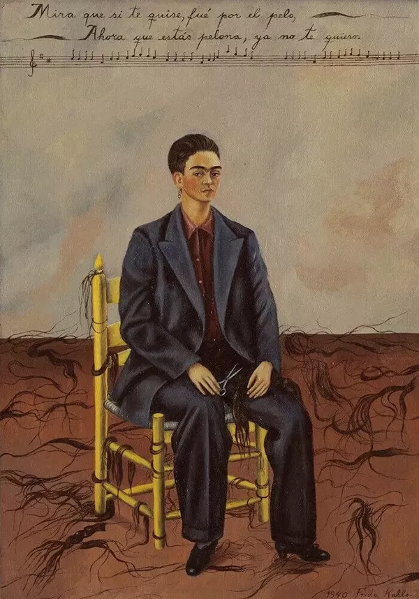 Autorretrato com Cabelo Curto - Pintura de Frida Kahlo