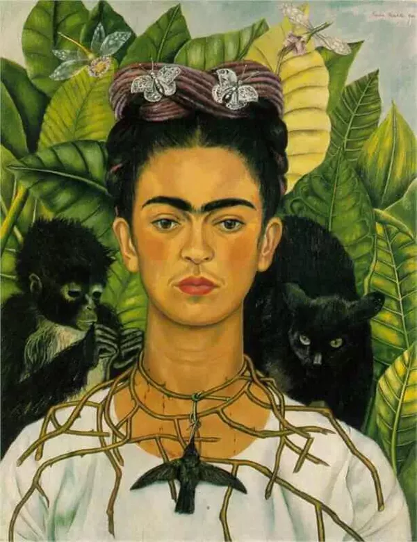 Retrato com Colar de Espinhos - Pintura de Frida Kahlo