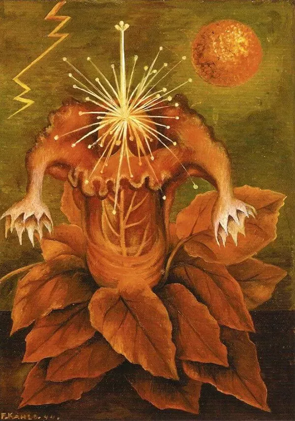 Flores da Vida - Flor de Chamas (1943) - Pintura de Frida Kahlo
