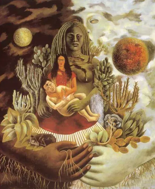 O amor abraça o universo, a Terra, o México, eu, Diego e o Sr. Xolotl - Pintura de Frida Kahlo