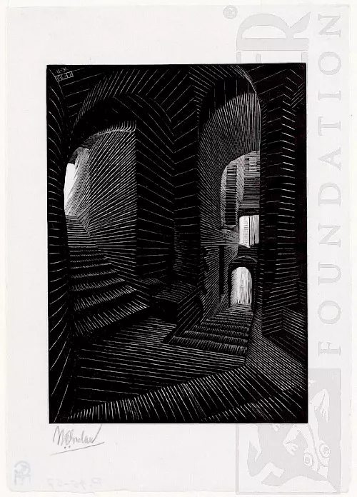 Beco Encoberto in Atrani (1931) - Xilogravura - M. C. Escher