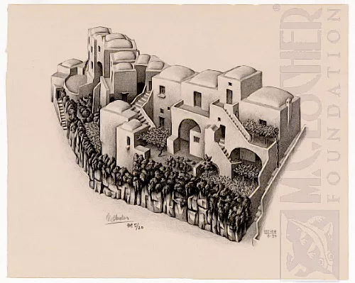 Casas em Positano (1934) - Litogravura - M. C. Escher