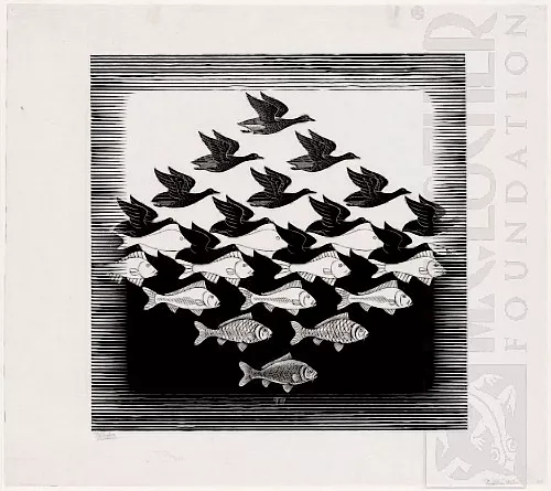 Céu e Água I (1938) - Xilogravura - M. C. Escher