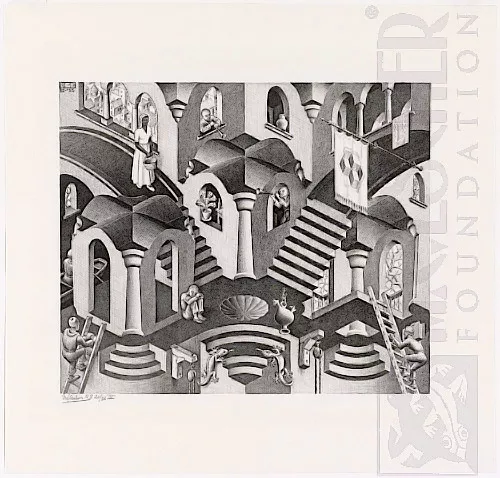 Convexo e Côncavo (1955) - Litogravura - M. C. Escher
