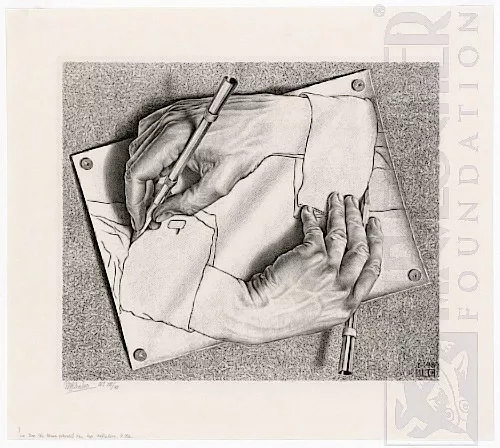 Desenhando Mãos (1948) - Litogravura - M. C. Escher