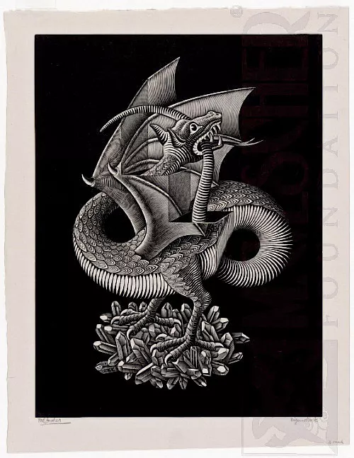 Dragão (952) - Xilogravura - M. C. Escher