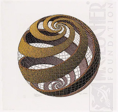 Espirais Esféricas (1958) - Xilogravura - M. C. Escher