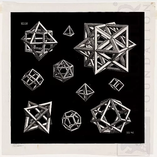 Estudo de Estrelas (1948) - Xilogravura - M. C. Escher