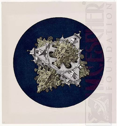 Planetoide Duplo (1949) - Xilogravura - M. C. Escher