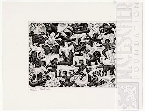 Preenchimento de Plano I (1951) - Mezzotint - M. C. Escher