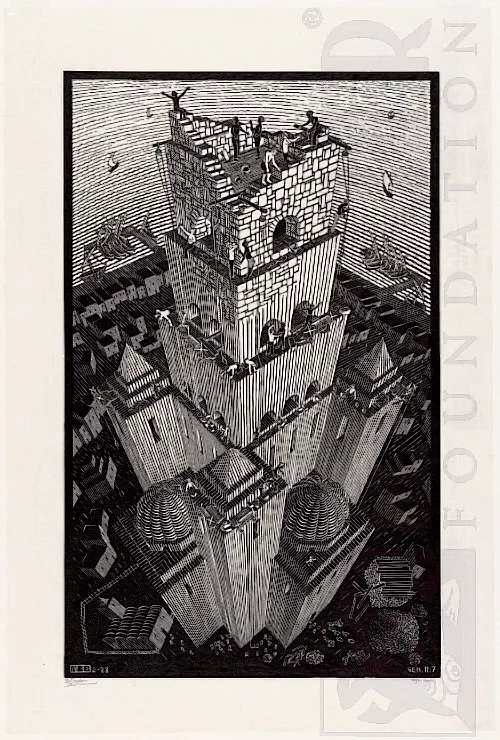 Torre de Babel (1928) - Xilogravura - M. C. Escher