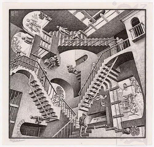 Relatividade (1953) - Litogravura - M. C. Escher