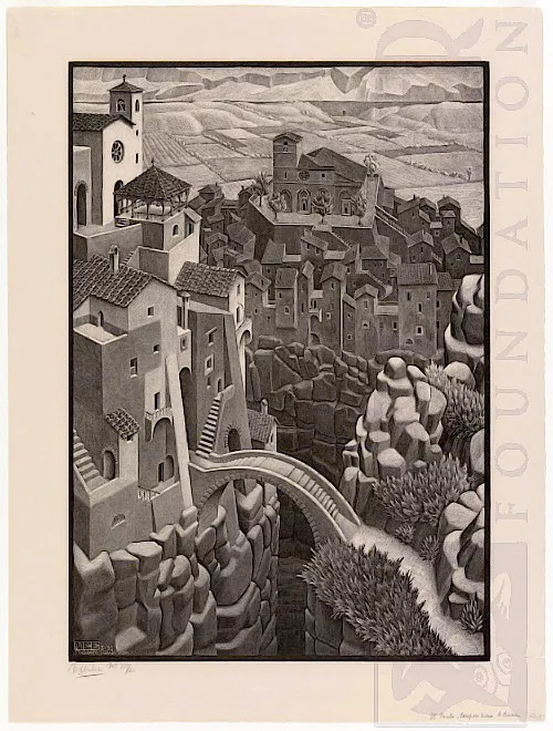 A Ponte (1930) - Litogravura - M. C. Escher