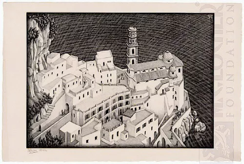 Atrani, Costa de Amalfi (1931) - Litografia - M. C. Escher