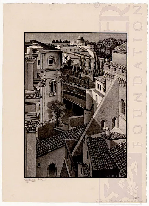 Entre St. Peter e a Capela Sistena (1936) - Litogravura - M. C. Escher