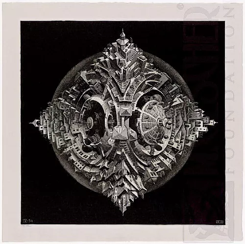 Planetoide Tetraédrico (1954) - Xilogravura - M. C. Escher