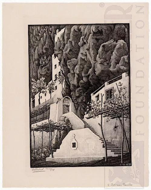 San Cosimo, Ravello (1932) - Litogravura - M. C. Escher