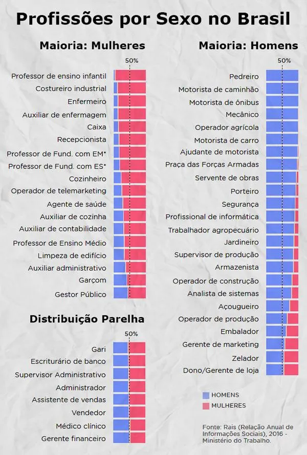 distribuicao das profissioes por sexo genero na populacao brasileira taxas estatisticas brasil
